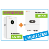 Zestaw, Inwerter hybrydowy 10KW + Magazyn energii 5,12KWh z Montażem