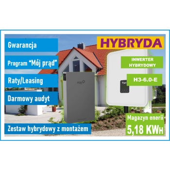 Inwerter hybrydowy 6KW + Magazyn energii 5,18KWh z Montażem